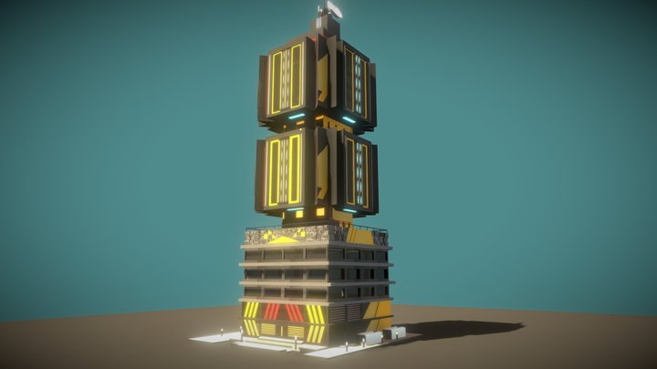 Modern Cyberpunk Building 3D Model