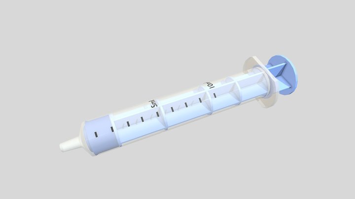 Blue Barrelled Syringe 3D Model