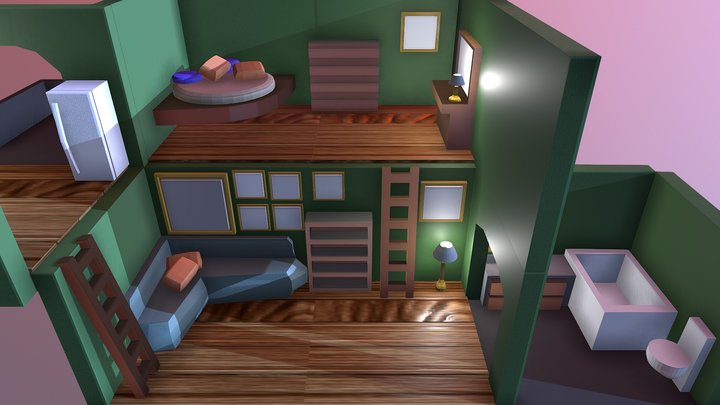 Lowpoly small home 3D Model