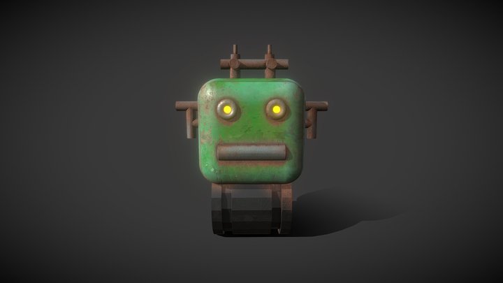 Green Rusty Robot 3D Model