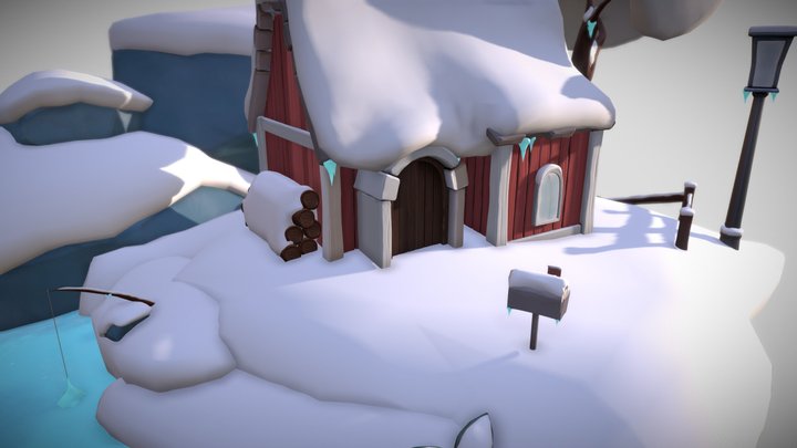 Stylized Snow House -  Diorama 3D Model