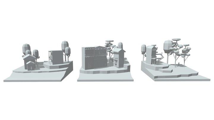 By The Ocean - Diorama and house blockout 3D Model