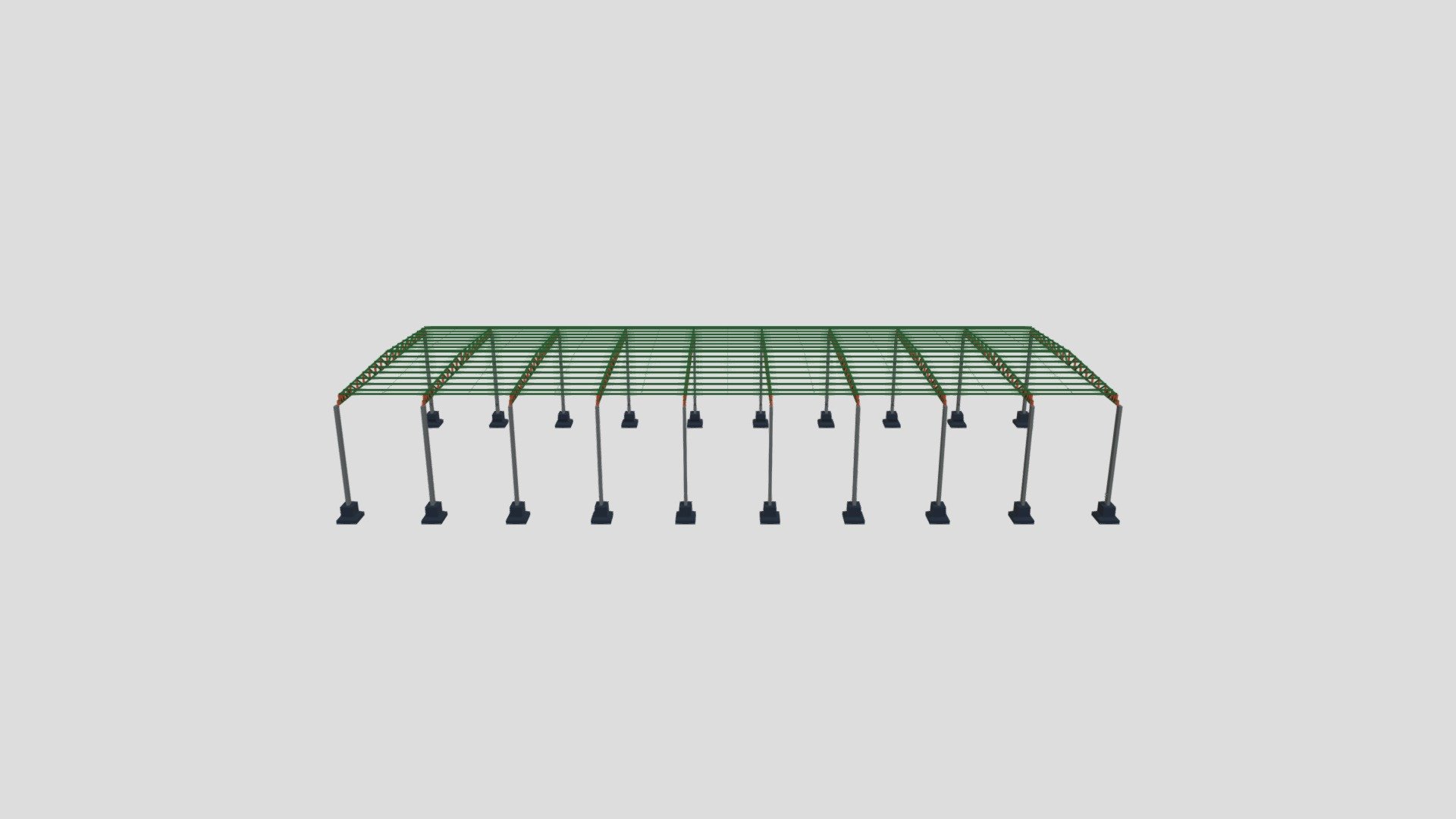 Modelagem 3D - Barracao 20x50 Aberto