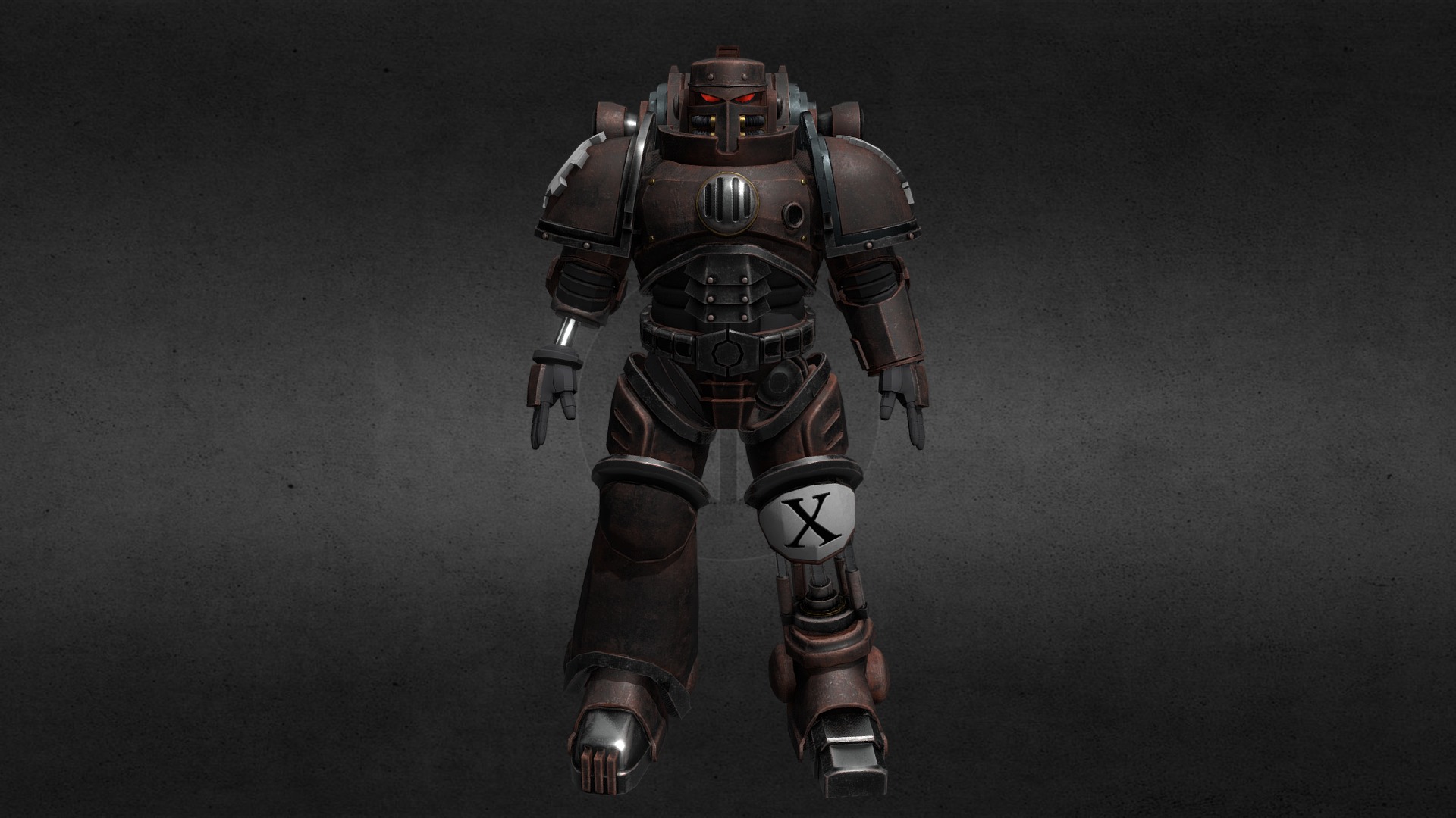 3D model Iron Hand Primaris - This is a 3D model of the Iron Hand Primaris. The 3D model is about a robot with a black background.