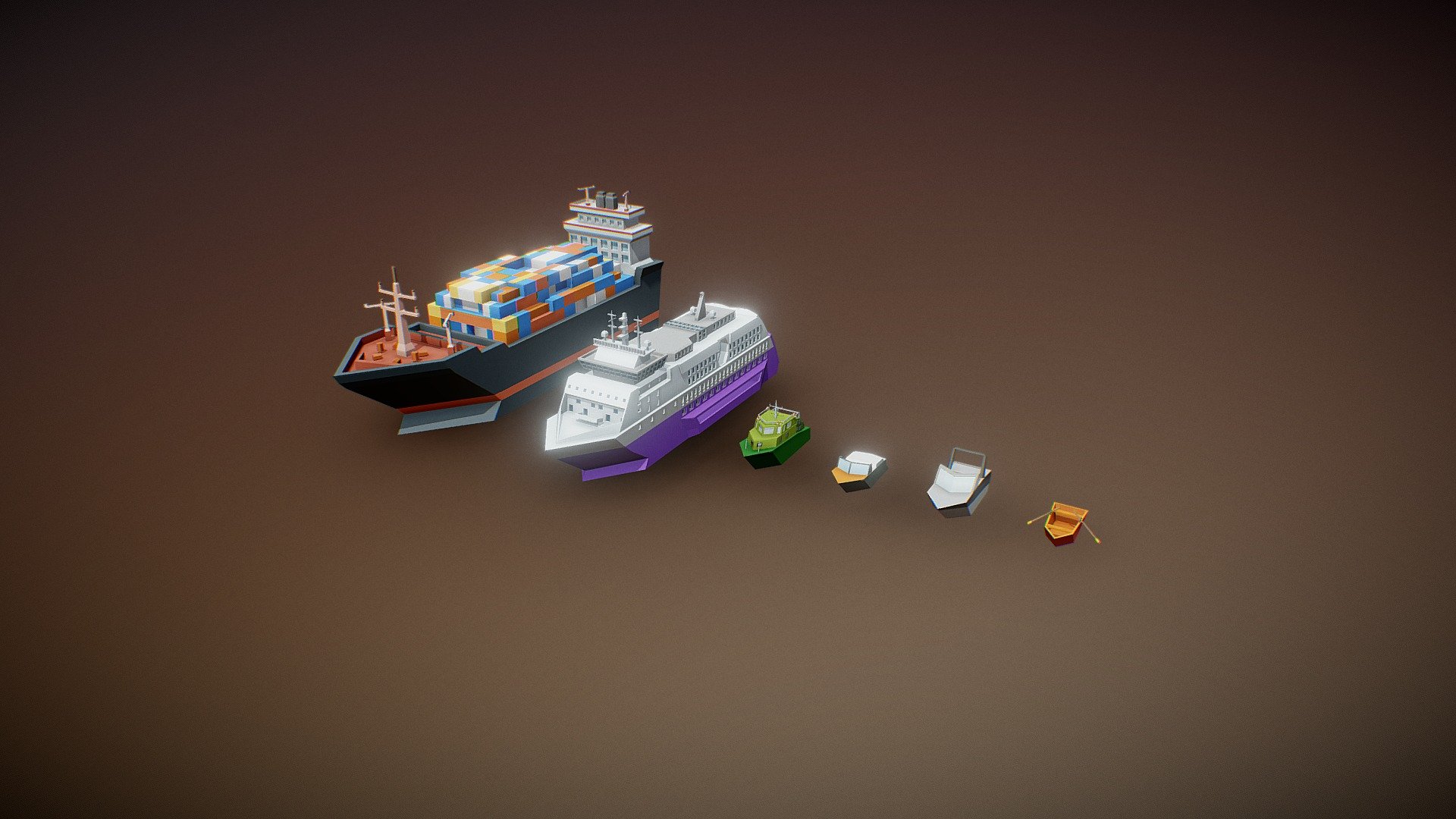 🧪 6 Low Poly Boats