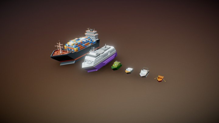 🧪 6 Low Poly Boats