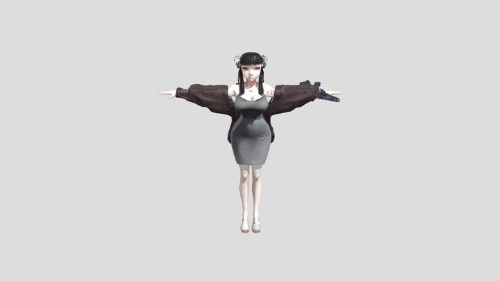 A woman in a gray dress 3D Model