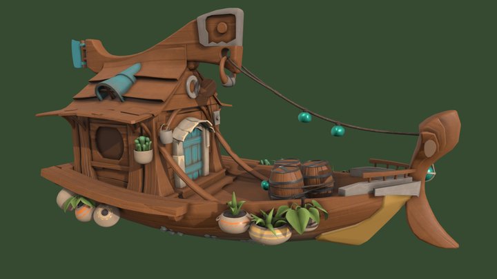 Fantasy Boat Merchant 3D Model