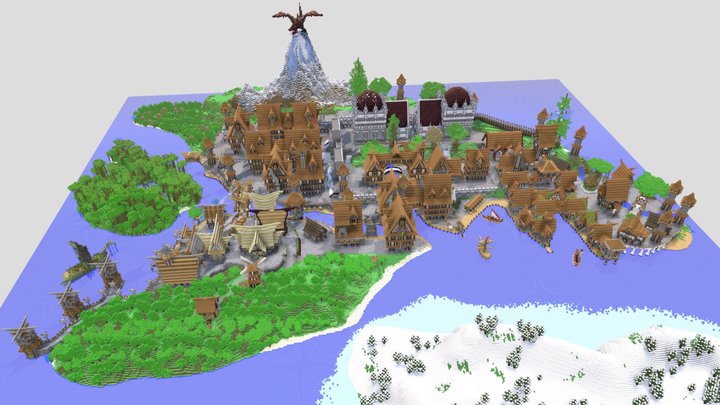 Minecraft Medieval Town 3D Model