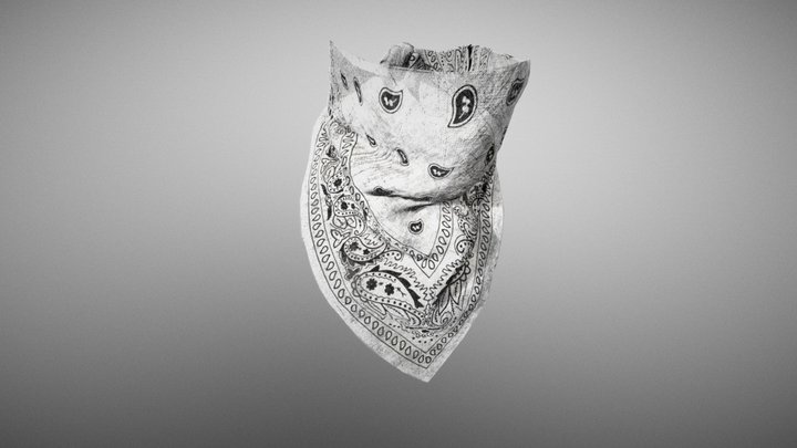 White paisley bandana face mask 3D Model