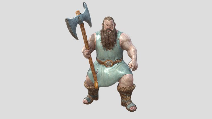 A strong Viking with an axe in his hand 3D Model