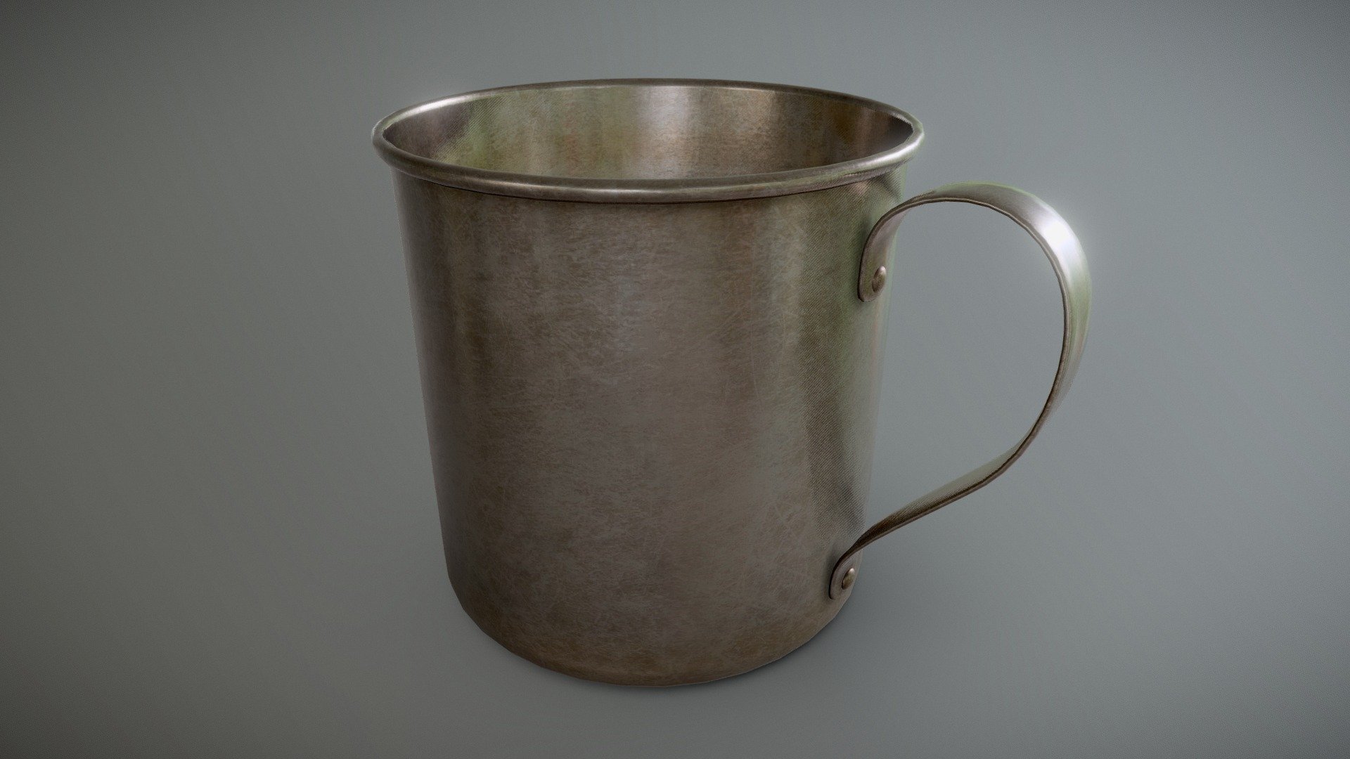 3D model Old Metal Coffee Cup 4K Low-Poly Game-Ready VR / AR / low-poly