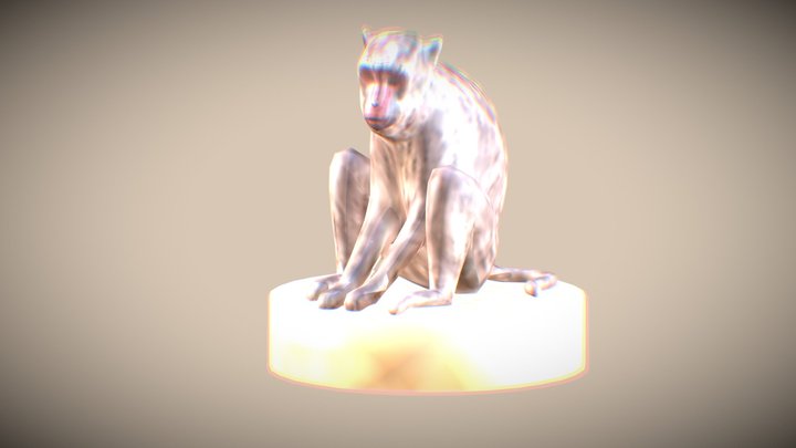 monkey outside sitting on sand 3D Model