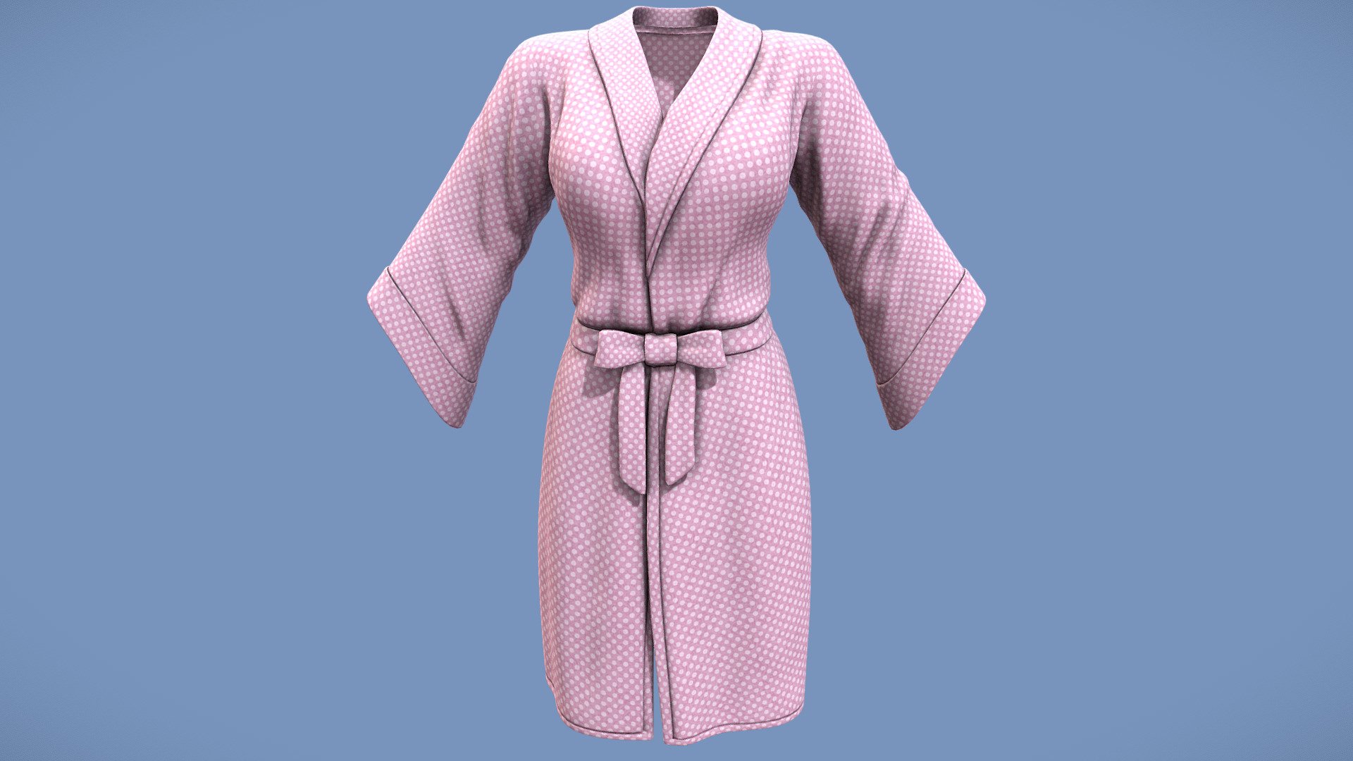 Female Closed Front Pink Retro Bathrobe Buy Royalty Free 3D model by