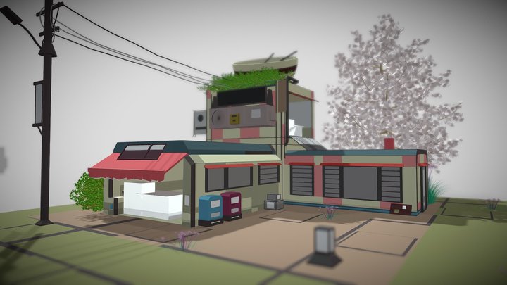 Chinese noodle shop street food 3D Model