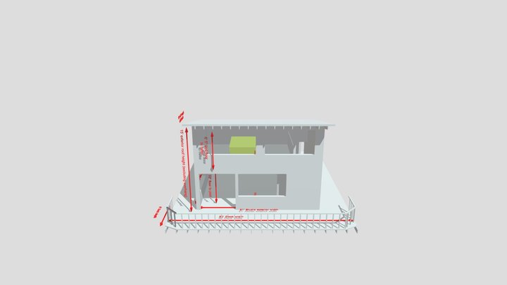 Garage Studio Mockup with Dimensions 3D Model