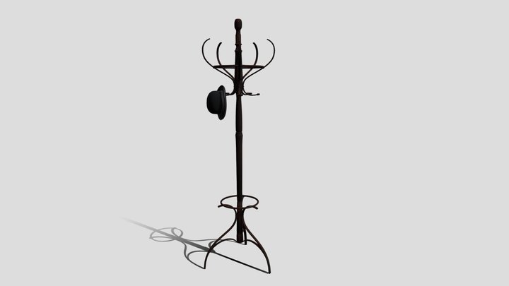 Coat Rack & Bowler Hat 3D Model