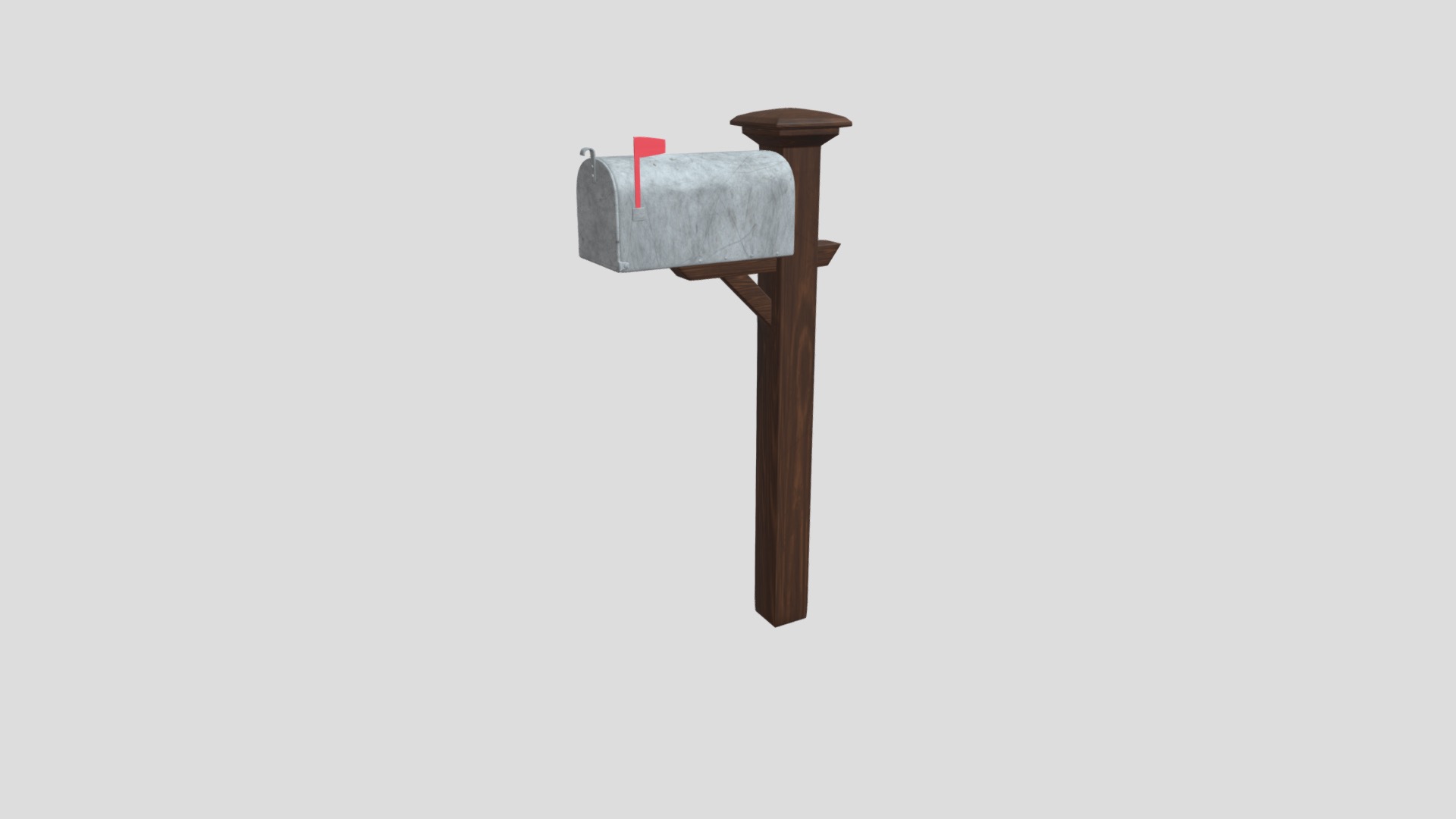 3D model Mail Box - This is a 3D model of the Mail Box. The 3D model is about a wooden post with a flag on it.