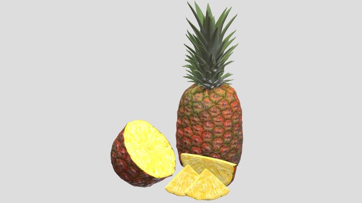 Pineapple Low Poly PBR 3D Model