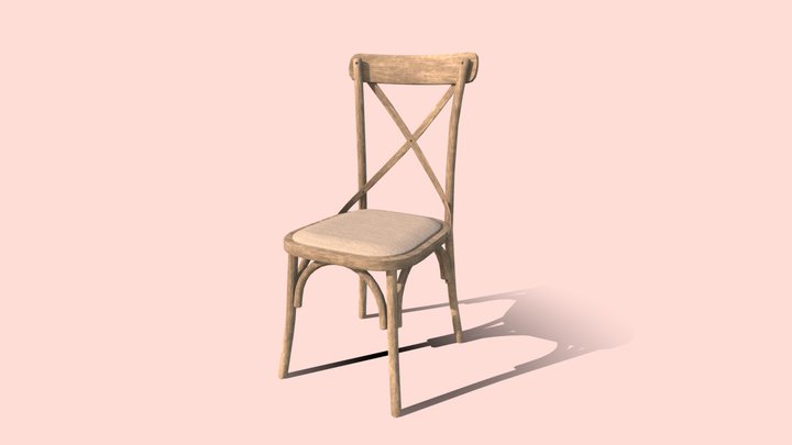 Rustic Wooden Chair Low-poly 3D Model