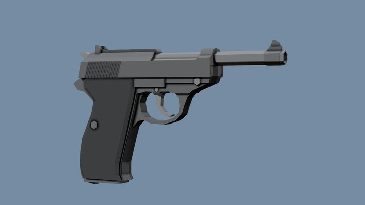 Low-Poly Walther P38 – Free 3D Model STL