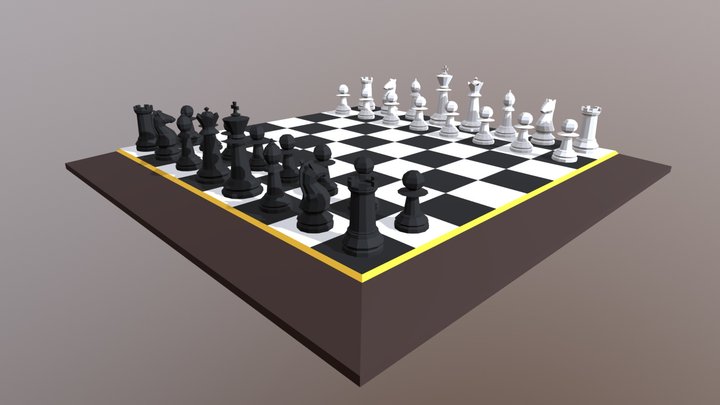 Low-Poly Style Chess Set 3D Model