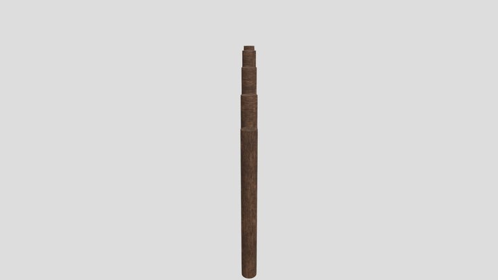 large wood pole fence export 3D Model