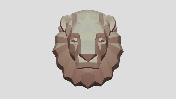 Low poly Lion Head 3D Model