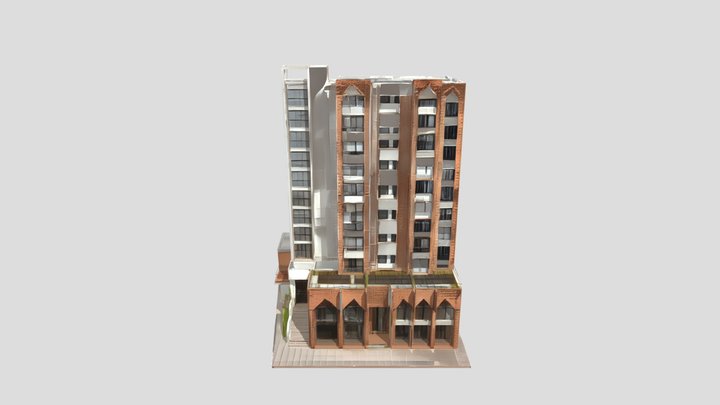 Multi-story apartment building model. Version 2
