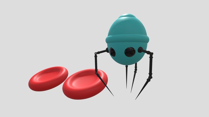 Nanobot and Red Blood Cells 3D Model