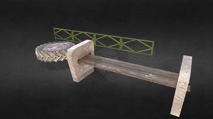USSD  Bench fence flowerbed 3D Model