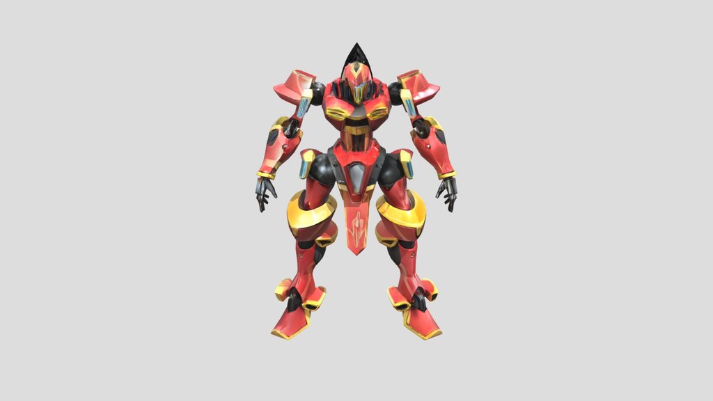 Red and gold robot humanoid