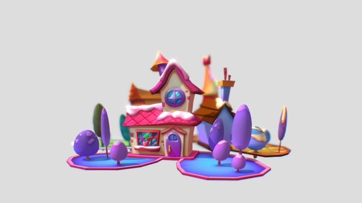 3 candy houses 3D Model