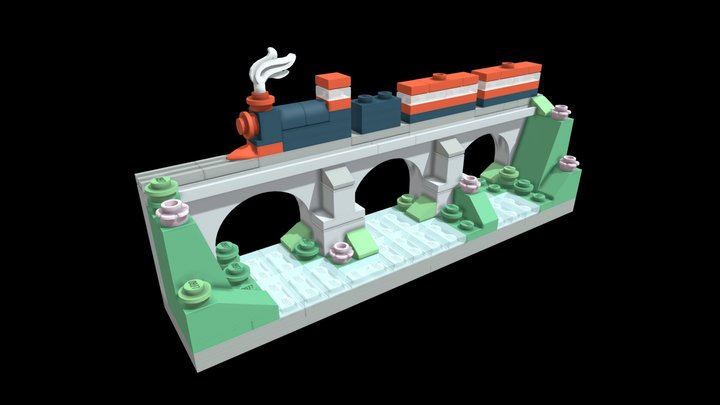 Lego Steam Train 3D Model