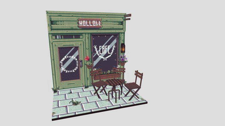 Hollow Cafe Pixel Art 3D Model