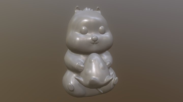 Hamster with a strawberry 3D Model