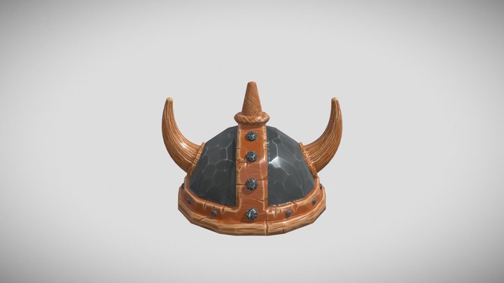 3D LowPoly Viking Helmet 3D Model