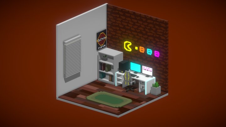 Gaming Room (voxelart) 3D Model