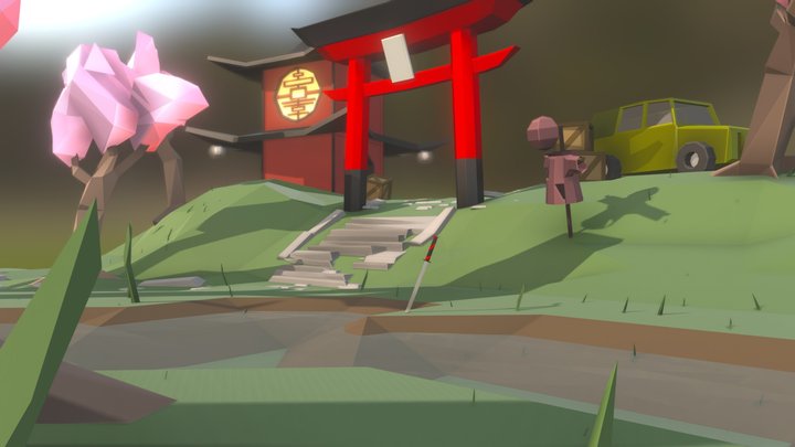 Harukei shrine Low Poly 3D Model
