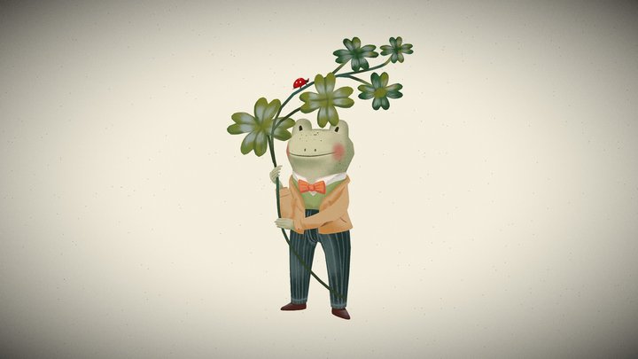 Лягушка с клевером 3D Model