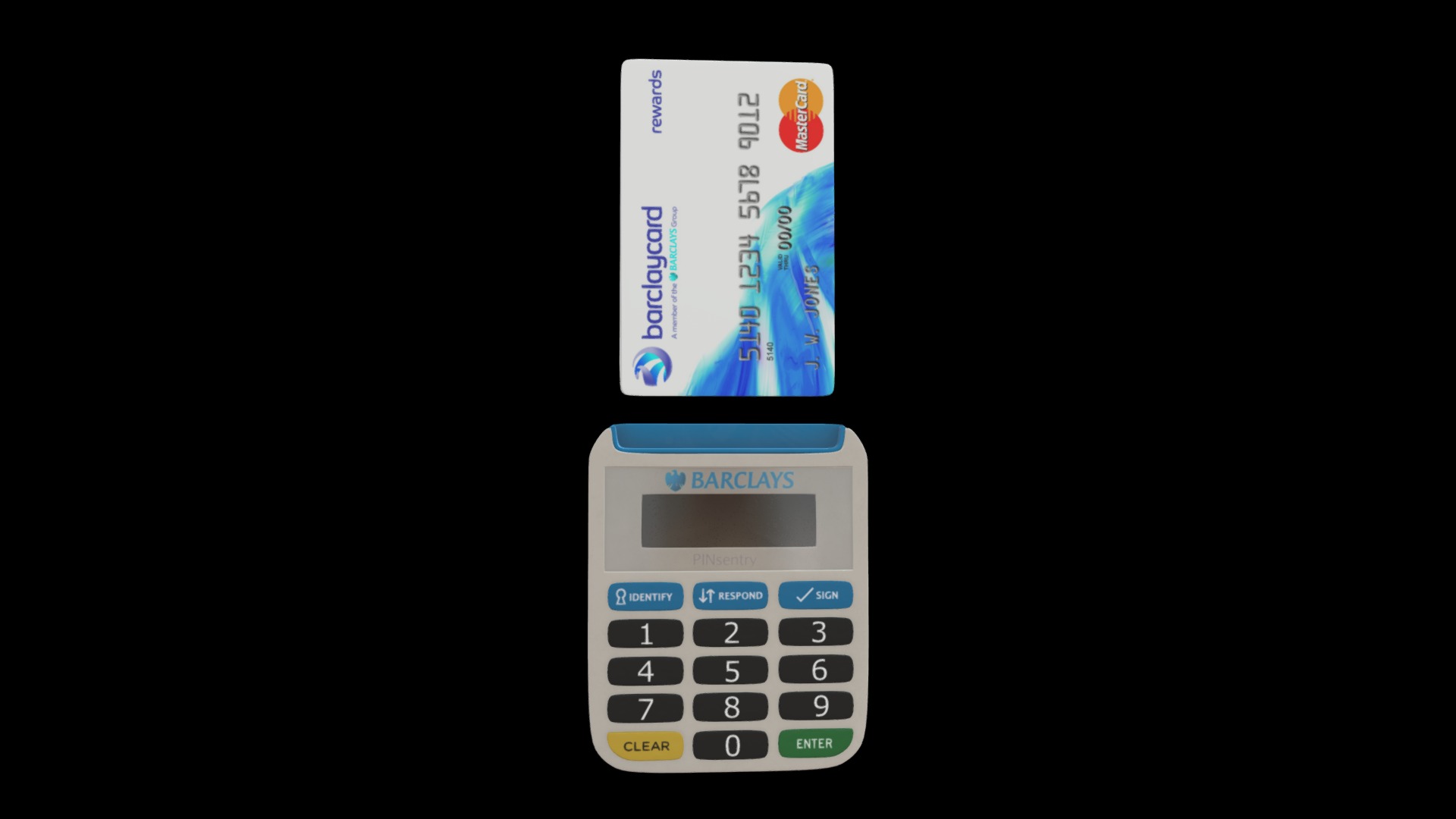 3D model Credit Card - This is a 3D model of the Credit Card. The 3D model is about a close-up of a calculator.