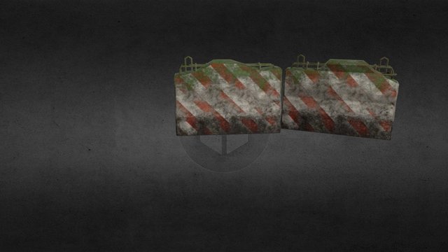 Red White Concrete Road Block 3D Model