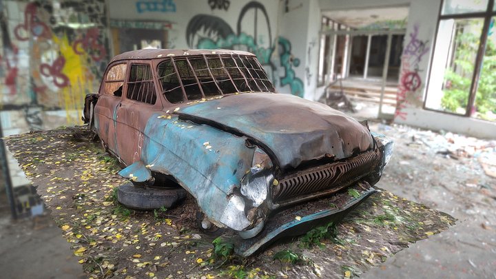 Salvaged rusty car [GAZ 21 | Raw scan] 3D Model