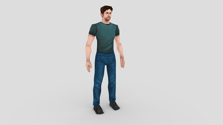 Male Character PS1-Style 3D Model