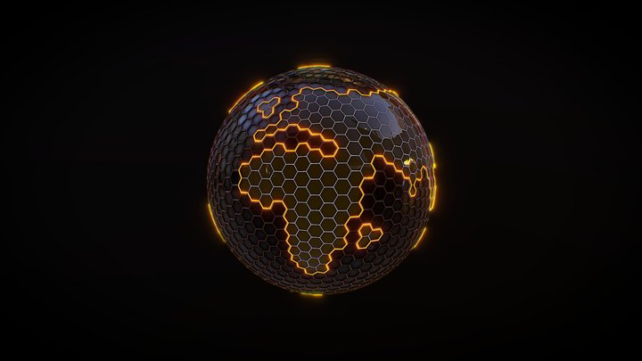 Hexagon Planet Earth 3D Model