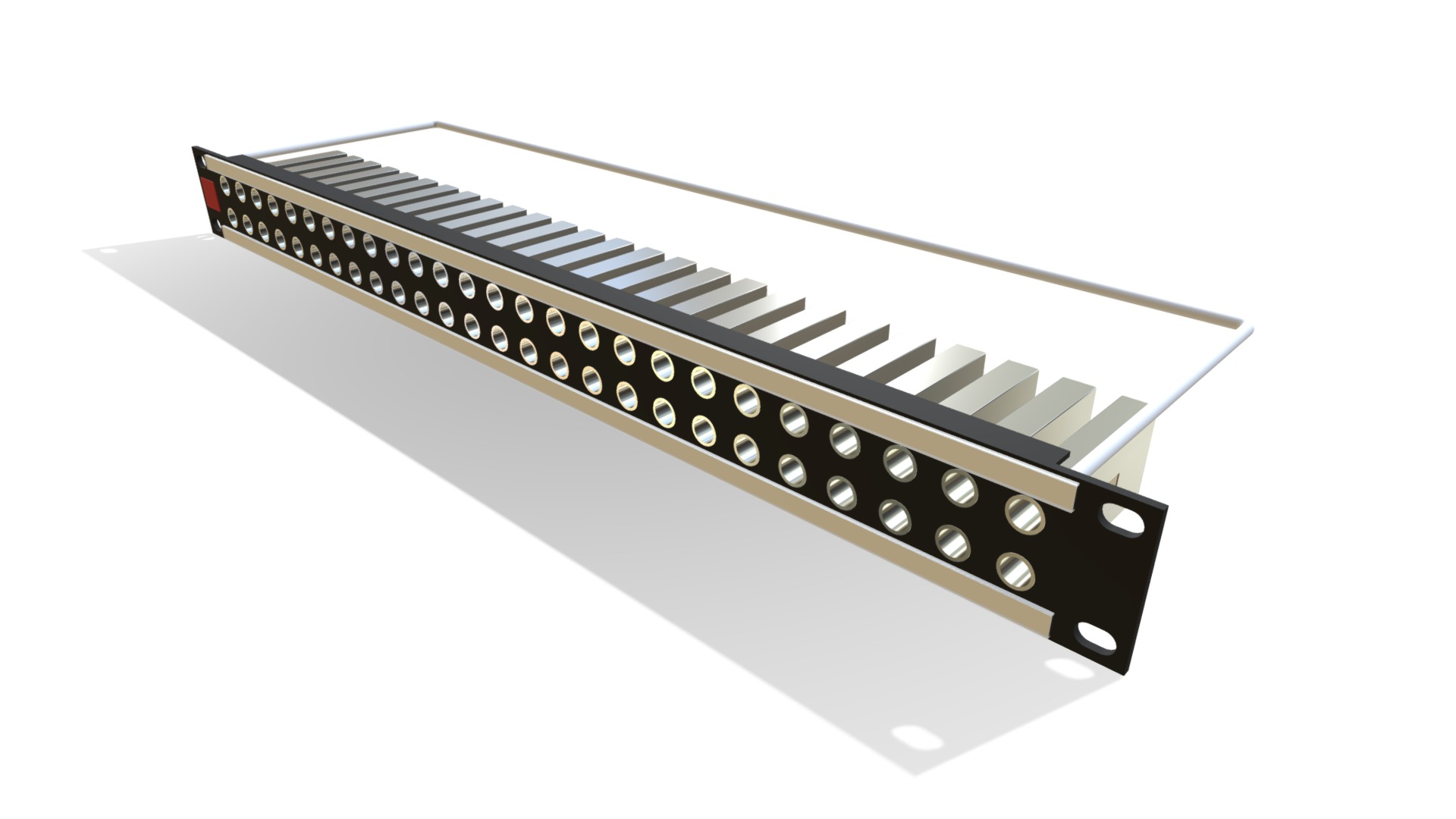 3D model Patch Panel 2×26 Way - This is a 3D model of the Patch Panel 2x26 Way. The 3D model is about a black and white checkered keyboard.