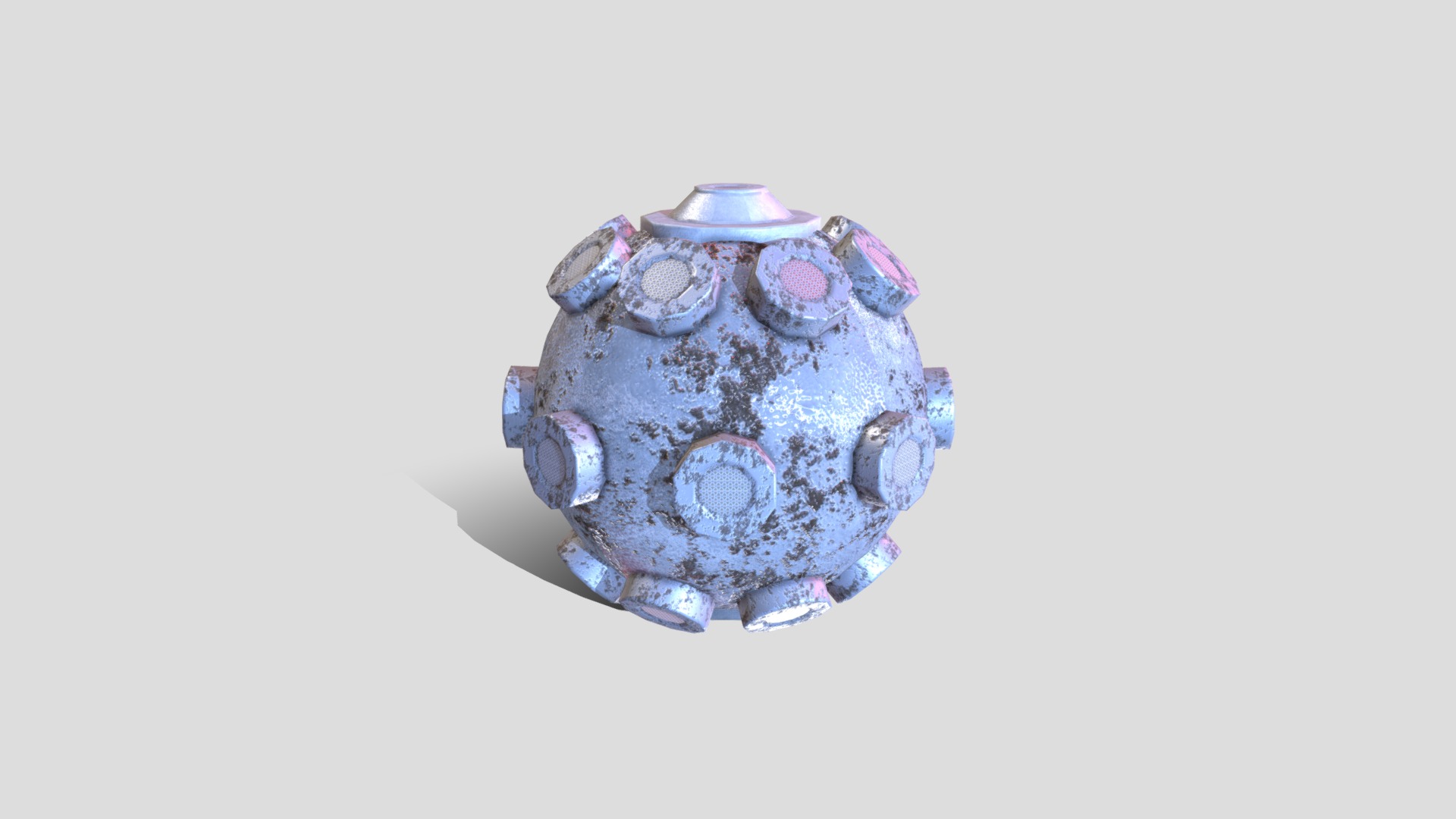 3D model Fortnite Bomb - This is a 3D model of the Fortnite Bomb. The 3D model is about a silver and blue object.