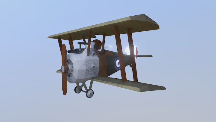 Stylized Sopwith Camel WW1 plane 3D Model