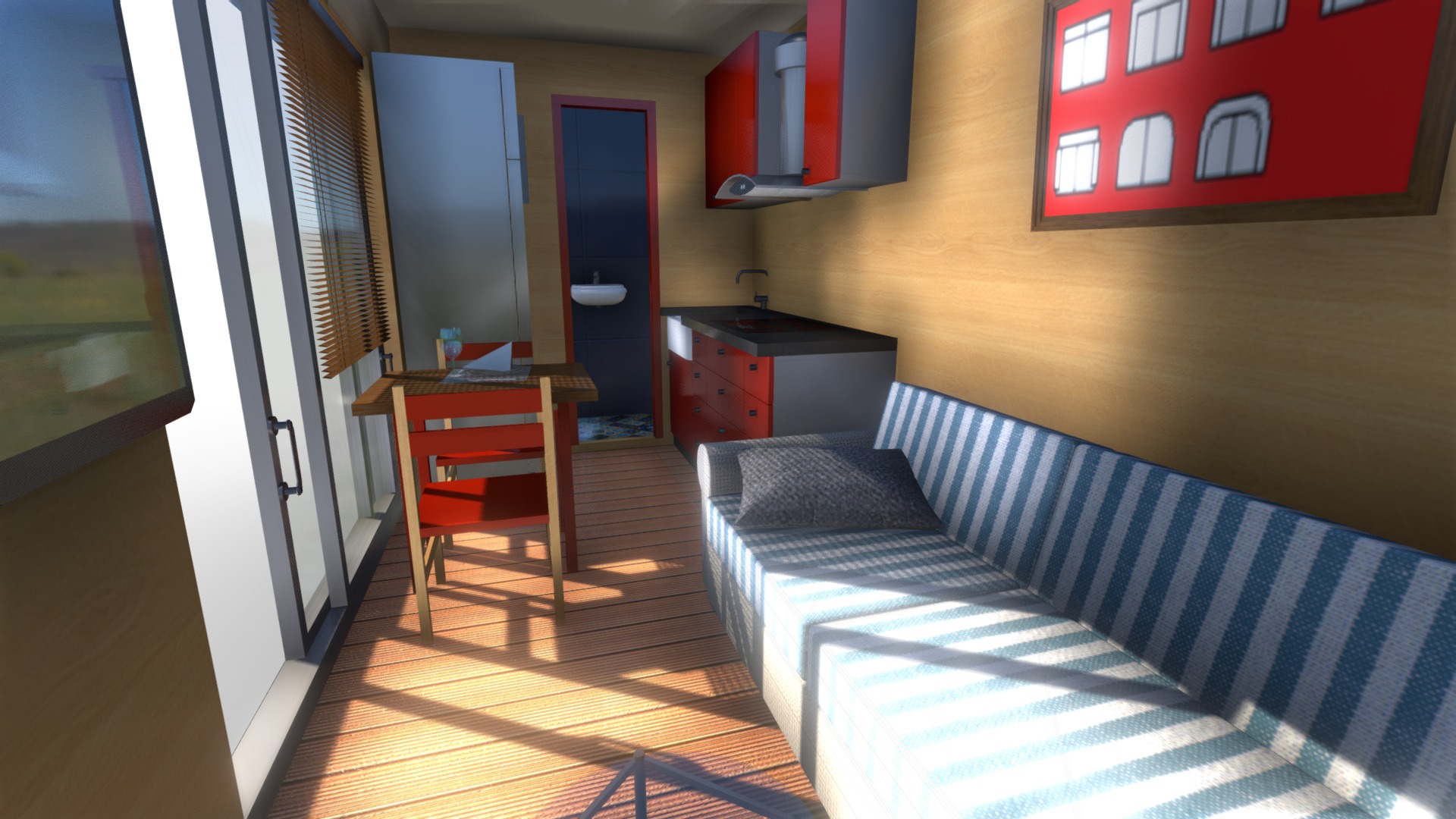 3D model Shipping Container Dream House – example =) - This is a 3D model of the Shipping Container Dream House - example =). The 3D model is about a room with a bed and a desk.