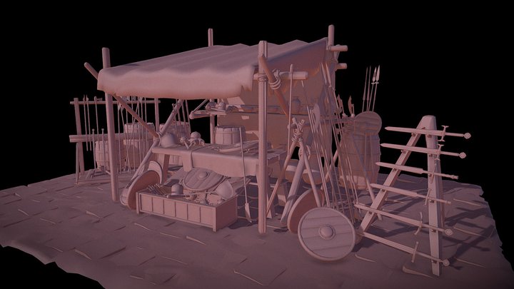 Medieval Weapon Market (Retry School) 3D Model